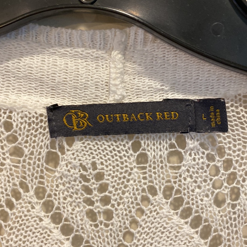 Outback Red, from The Limited long white lacy tied cardigan - Picture 2 of 8
